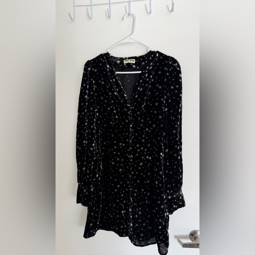 Miu Miu Black Velvet Star Dress